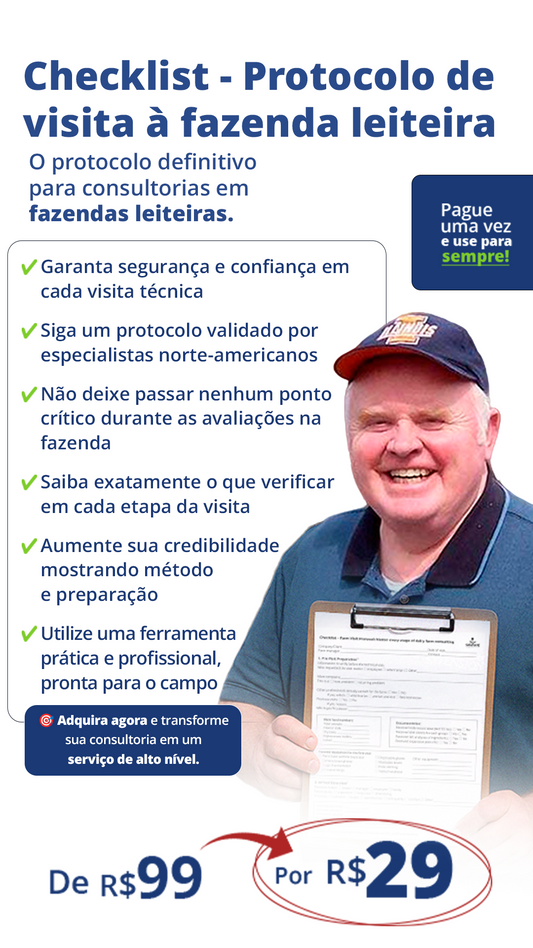 Checklist - Protocolo de visita à fazenda: domine todas as etapas da consultoria em fazendas leiteiras